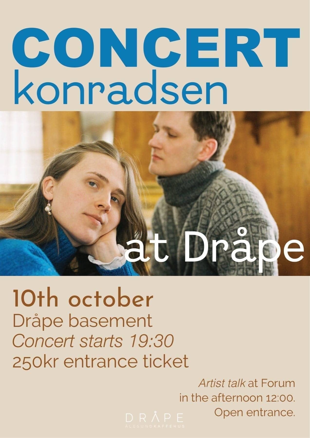 Plakat for konradsen-konsert i Dråpe basement
