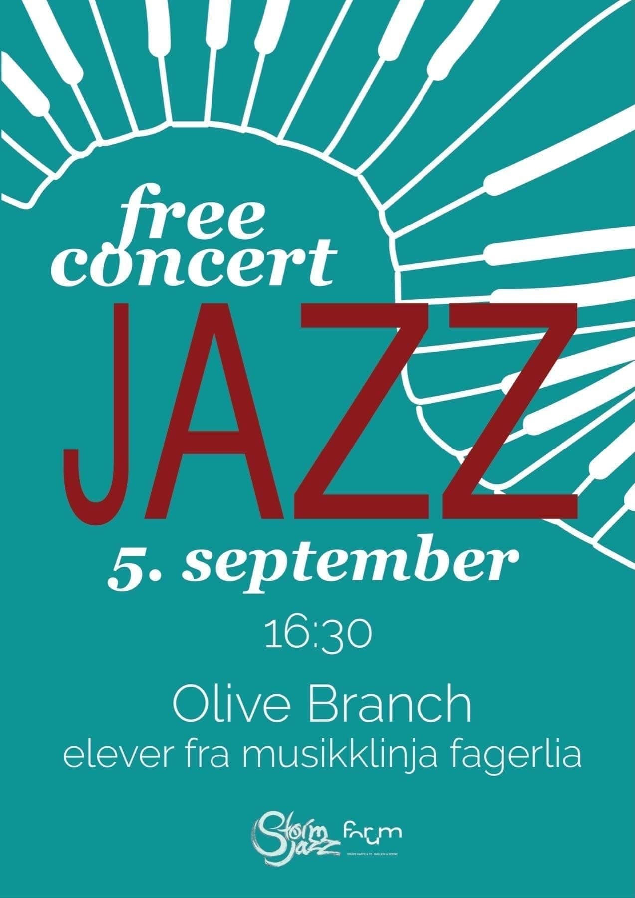 Plakat for gratis jazzkonsert med Olive Branch