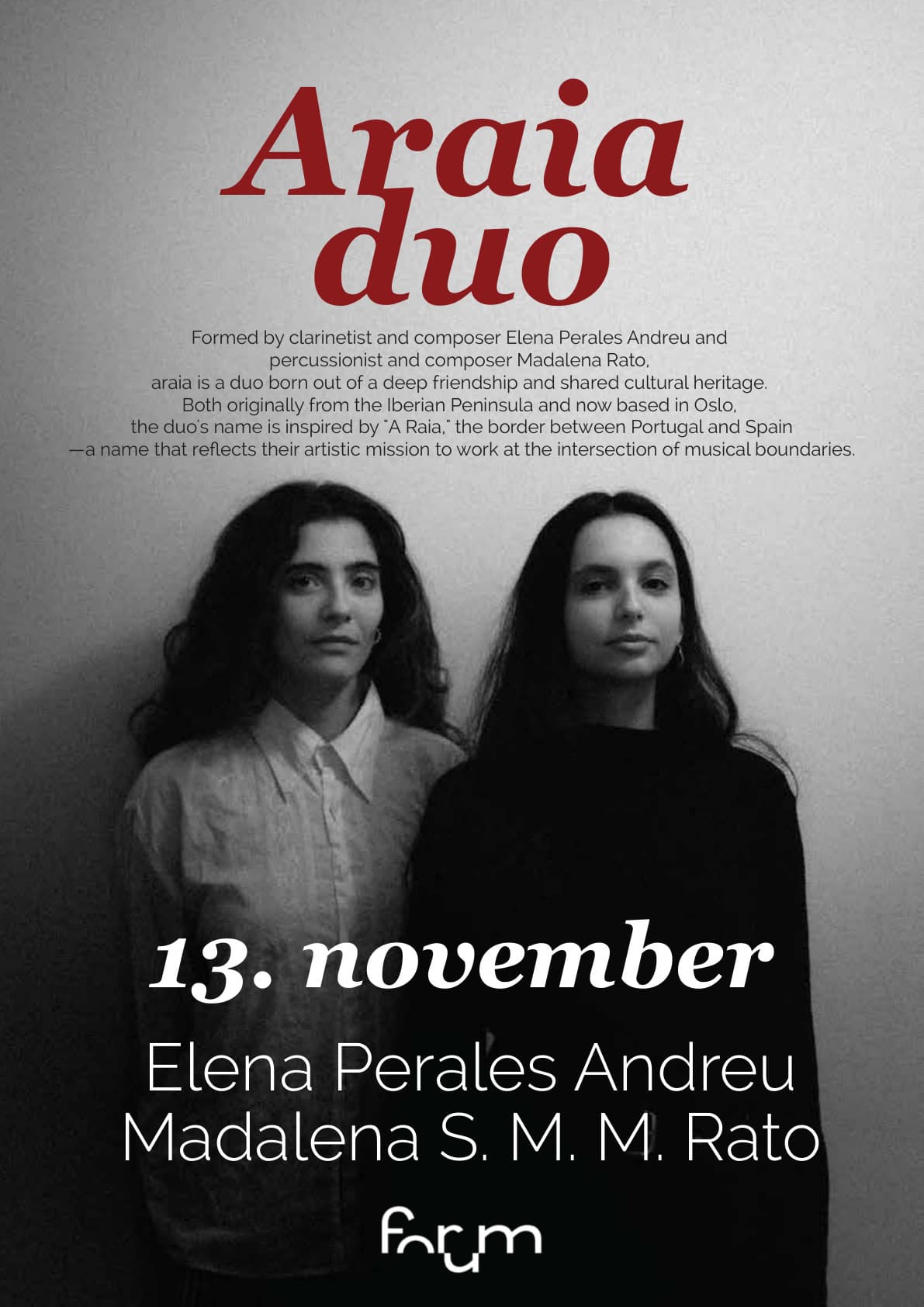 Plakat for Duo Araia — 13. november 2026